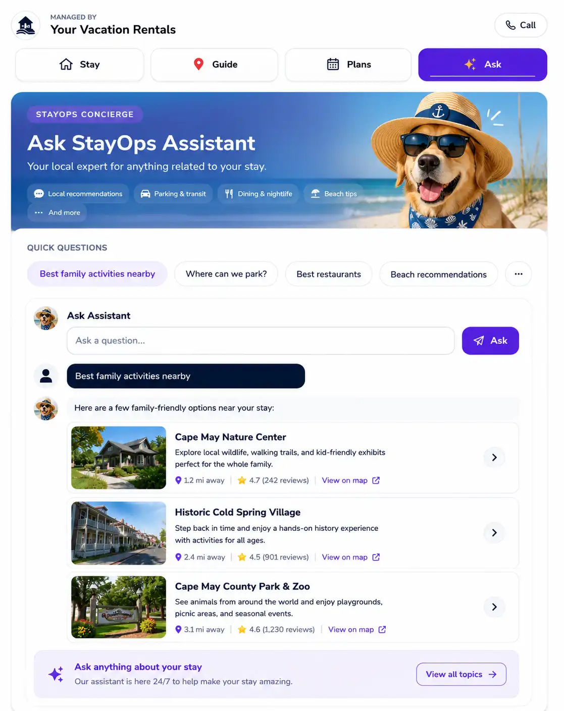 StayOps AI Assistant preview